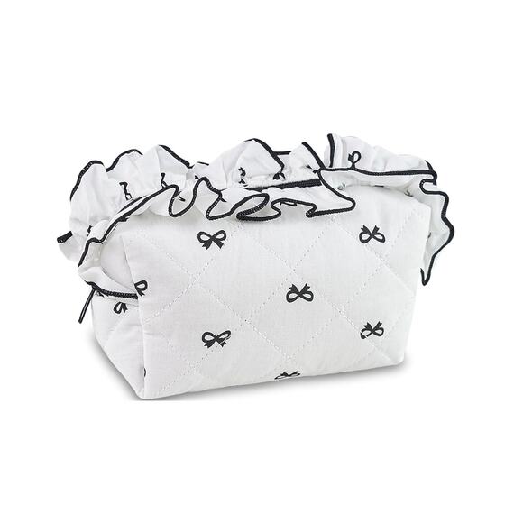 Amazon Handbags - Quilted Makeup Bag Aesthetic Bow Coquette Makeup pouch Traval Toiletry Bag S15